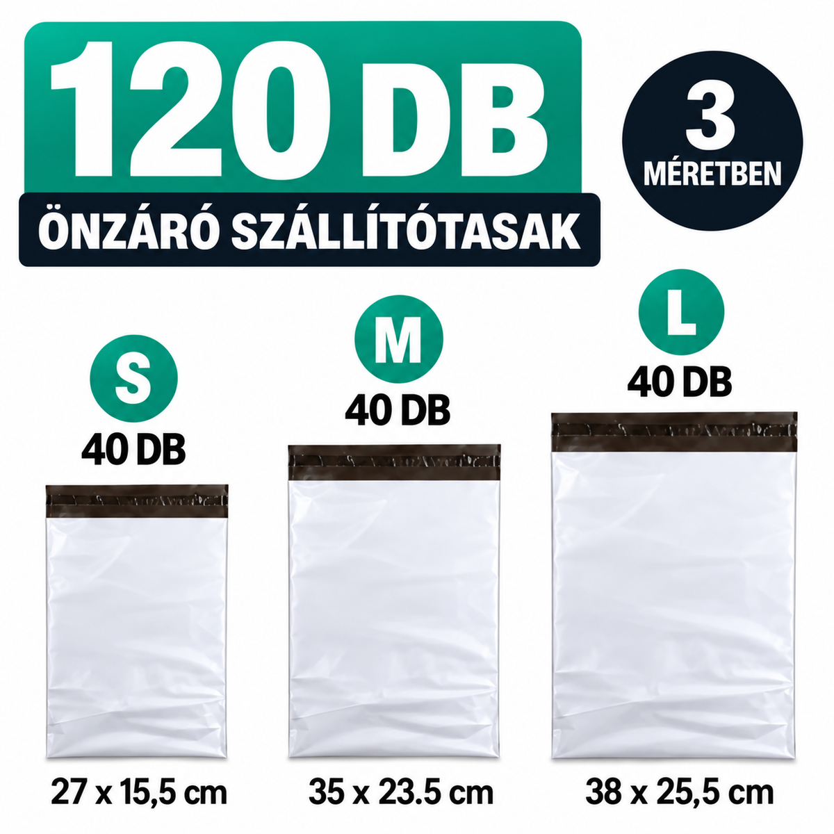120 db önzáró szállítótasak (3 méret)