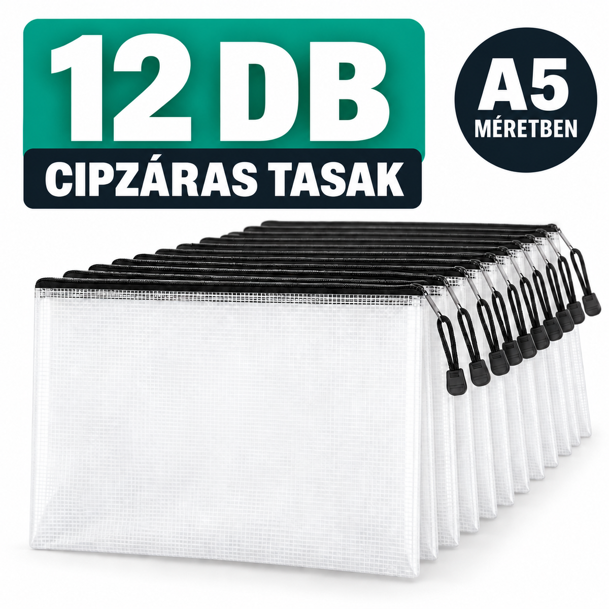 12 db cipzáras rendszerező tasak (A5 méret)