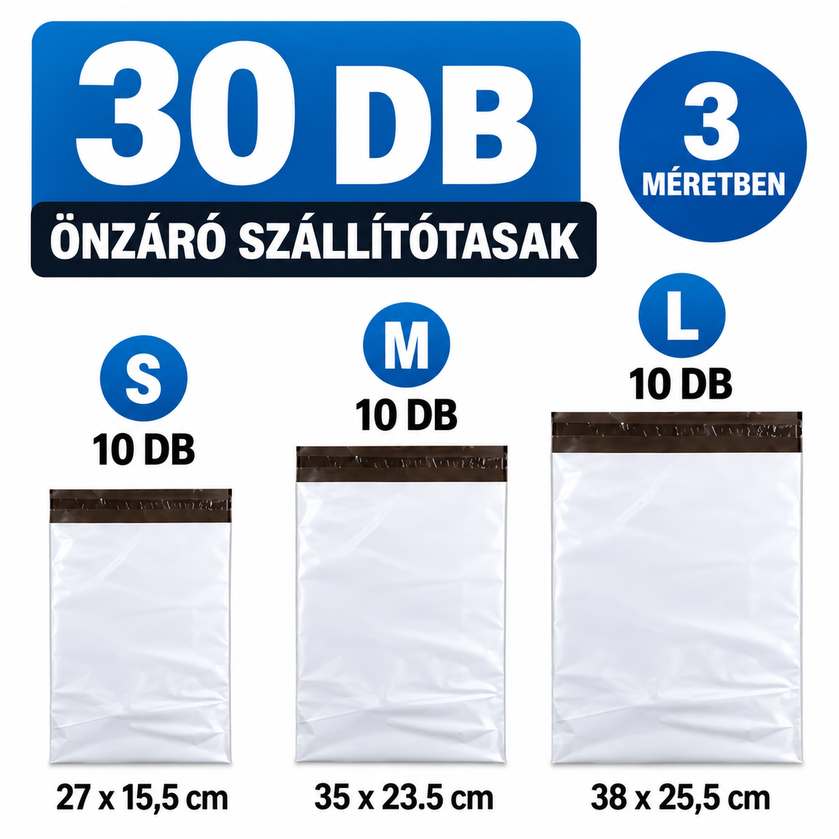 30 db önzáró szállítótasak (3 méret)