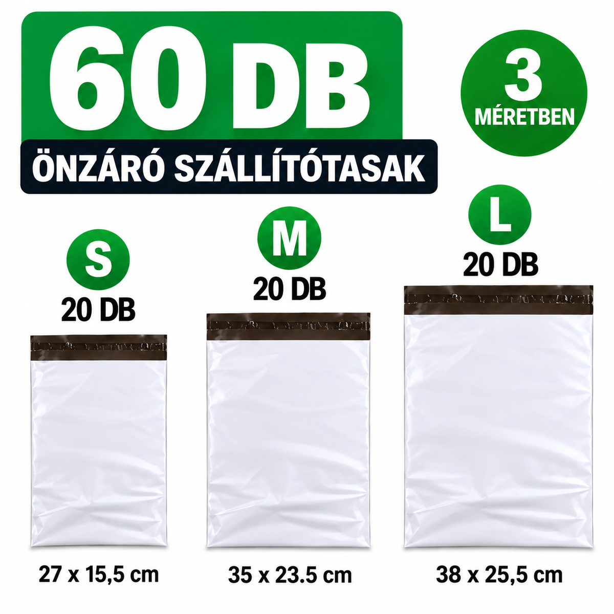 60 db önzáró szállítótasak (3 méret)