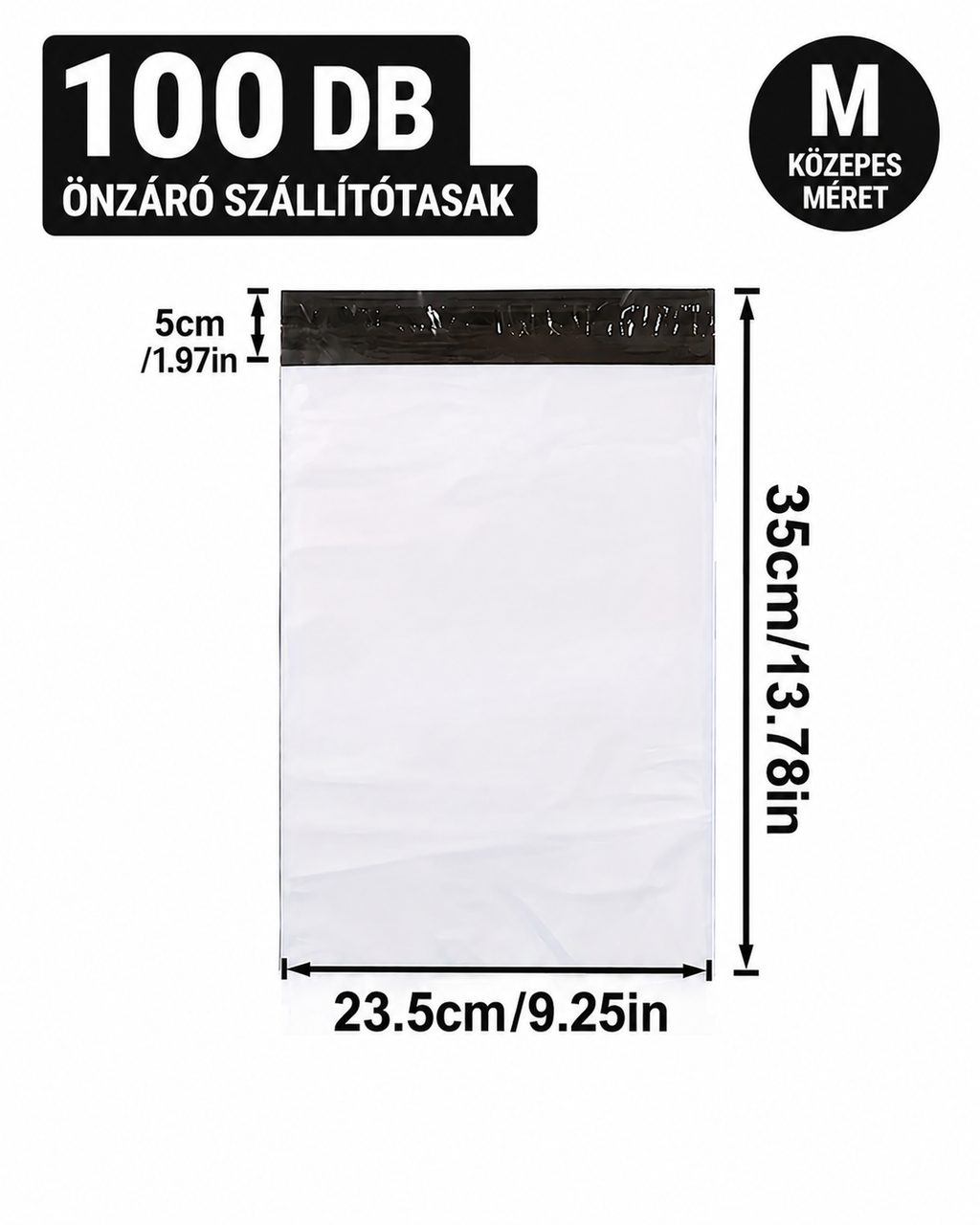 100db önzáró szállítótasak csomagfeladáshoz (közepes méret)
