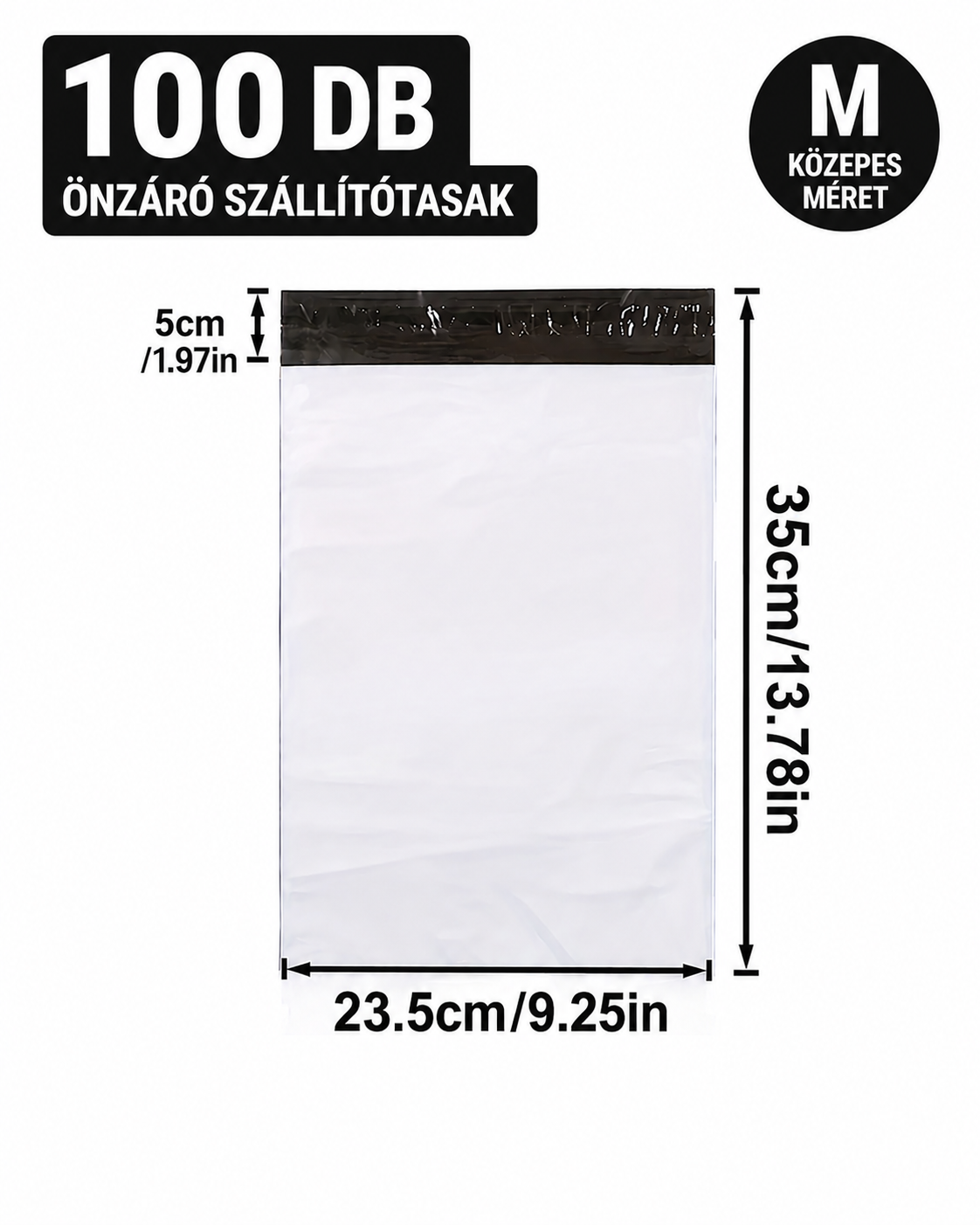 100db önzáró szállítótasak csomagfeladáshoz (közepes méret)